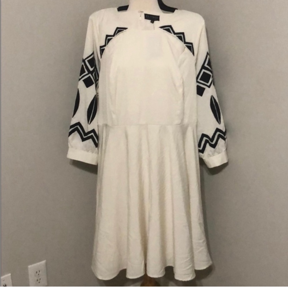 Eloquii off-white and black Aztec dress, size 20